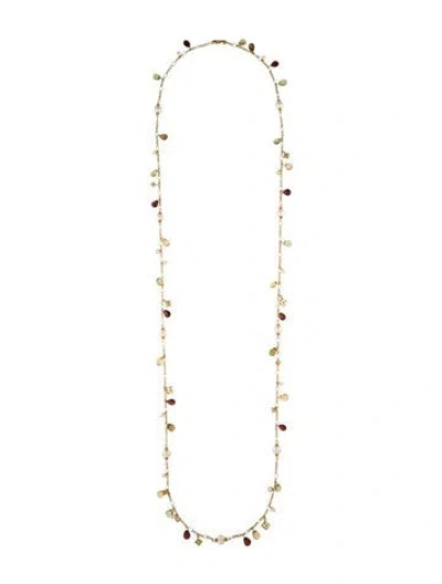 Pre-owned David Yurman 18k Pearl, Citrine, Quartz & Garnet Long Station Necklace, 46" In Multi
