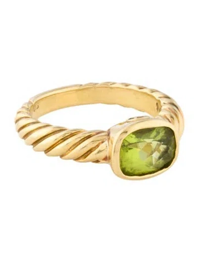 Pre-owned David Yurman 18k Peridot Noblesse Ring In Multi