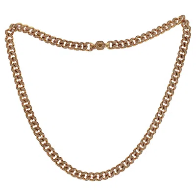Pre-owned David Yurman 18k Rose Gold Diamond Cuban Chain 7mm Necklace Size 17" In Red