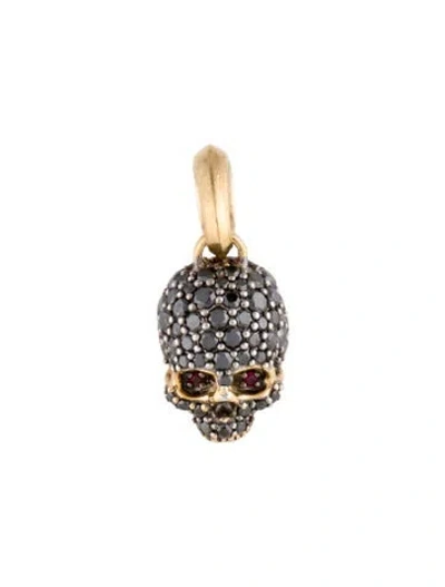 Pre-owned David Yurman 18k Ruby & Diamond Memento Mori Skull Pendant In Multi
