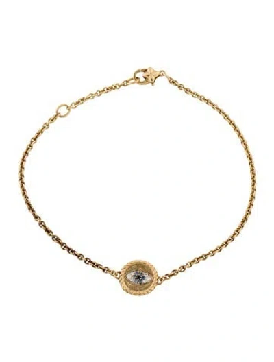 Pre-owned David Yurman 18k Sapphire & Diamond Cable Collectibles Evil Eye Bracelet, 7.5" In Multi