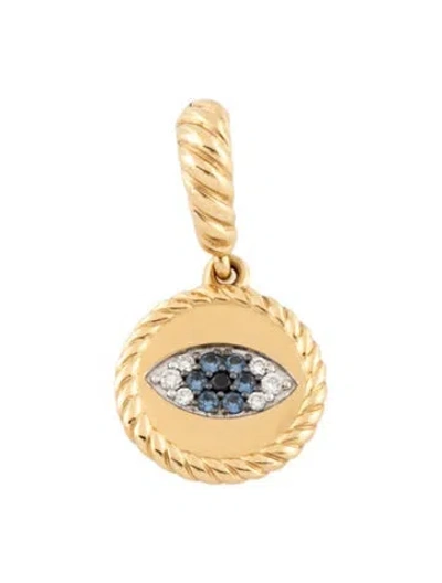 Pre-owned David Yurman 18k Sapphire & Diamond Evil Eye Amulet In Multicolor