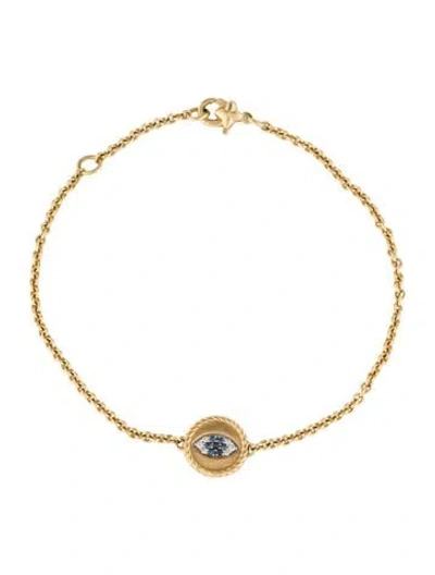 Pre-owned David Yurman 18k Sapphire & Diamond Evil Eye Bracelet, 7.5" In Multi