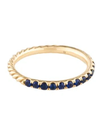 Pre-owned David Yurman 18k Sapphire Cable Collectibles Stack Ring In Multi