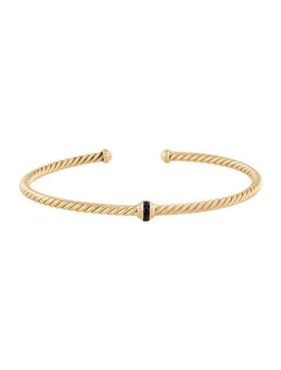 Pre-owned David Yurman 18k Sapphire Classic Cablespira® Station Bracelet, 6.75" In Multi