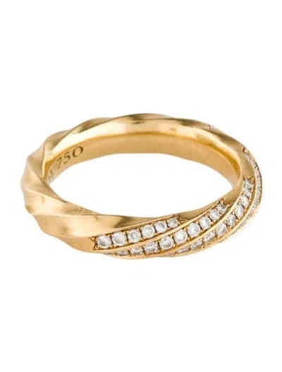 Pre-owned David Yurman 18k Sculpted Cable Band Ring In Multi