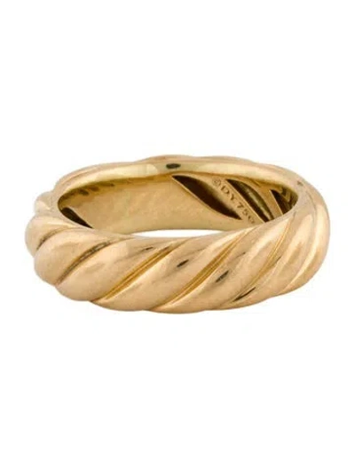 Pre-owned David Yurman 18k Sculpted Cable Band Ring In Multi