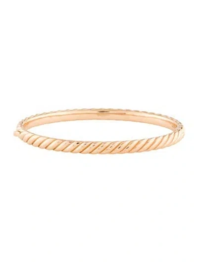 Pre-owned David Yurman 18k Sculpted Cable Bangle Bracelet, 6" In Multicolor