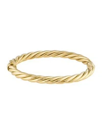 Pre-owned David Yurman 18k Sculpted Cable Bangle Bracelet, 6.5" In Multi