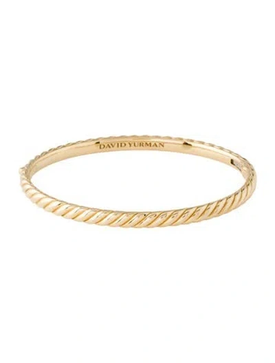 Pre-owned David Yurman 18k Sculpted Cable Bangle Bracelet, 6.5" In Multicolor
