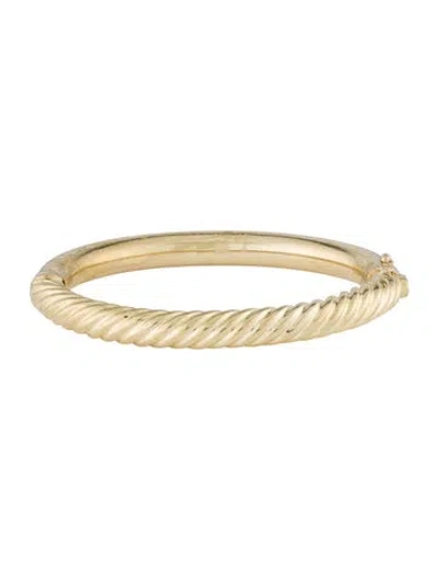 Pre-owned David Yurman 18k Sculpted Cable Hinged Bangle Bracelet, 6.5" In Multi