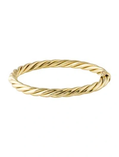 Pre-owned David Yurman 18k Sculpted Cable Hinged Bangle Bracelet, 6.5" In Multi