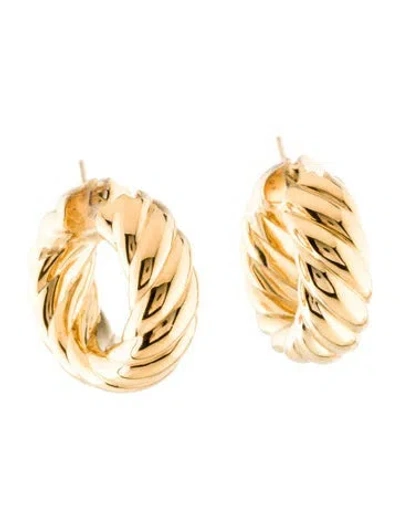 Pre-owned David Yurman 18k Sculpted Cable Hoop Earrings In Multi