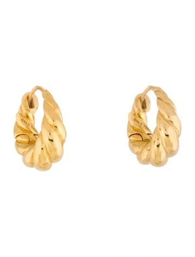 Pre-owned David Yurman 18k Sculpted Cable Huggie Earrings In Multi