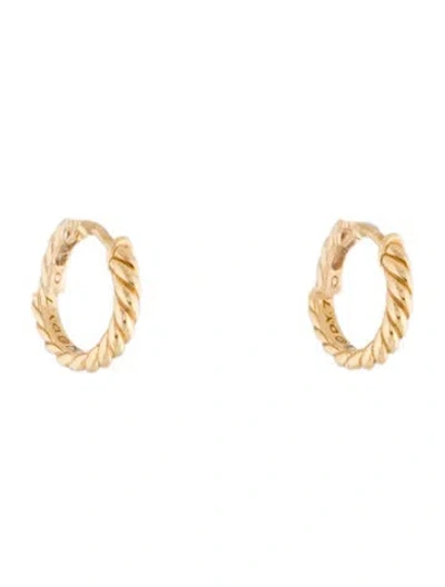 Pre-owned David Yurman 18k Sculpted Cable Micro Huggie Hoop Earrings In Multi