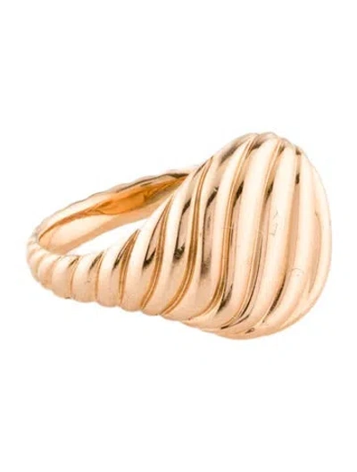 Pre-owned David Yurman 18k Sculpted Cable Pinky Ring In Multi