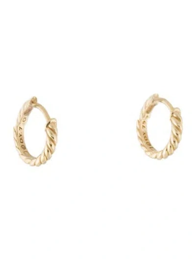 Pre-owned David Yurman 18k Sculpted Huggie Hoop Earrings In Multi