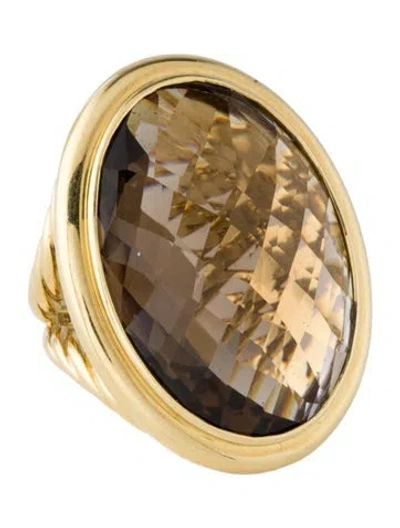Pre-owned David Yurman 18k Smoky Quartz Albion Ring In Multicolor