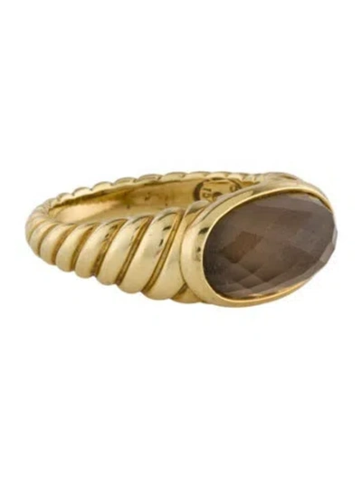 Pre-owned David Yurman 18k Smoky Quartz Cable Cocktail Ring In Multi