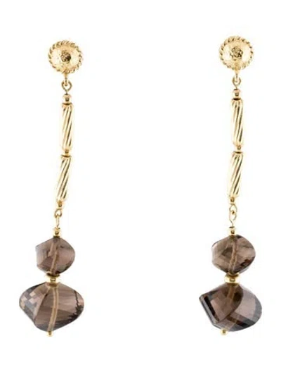 Pre-owned David Yurman 18k Smoky Quartz Drop Earrings In Multi