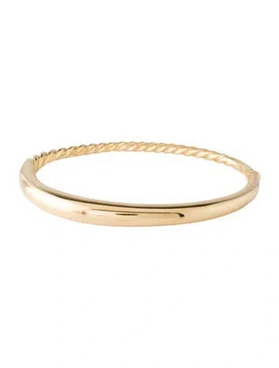 Pre-owned David Yurman 18k Smooth Pure Form Hinged Bangle, 6.5" In Multicolor
