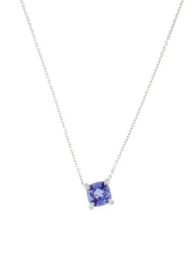 Pre-owned David Yurman 18k Tanzanite & Diamond Petite Chatelaine Pendant Necklace, 18" In Multi