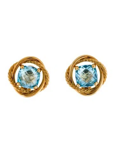 Pre-owned David Yurman 18k Topaz Infinity Earclip Earrings In Multi