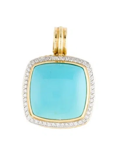 Pre-owned David Yurman 18k Turquoise & Diamond Albion Pendant In Multi