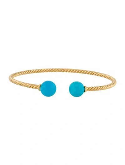 Pre-owned David Yurman 18k Turquoise Solari Bead Bracelet, 6.25" In Multi