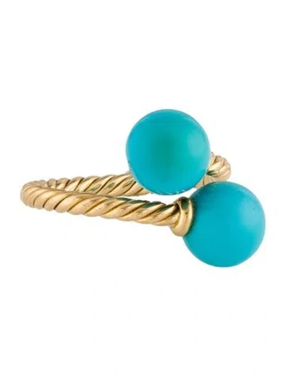 Pre-owned David Yurman 18k Turquoise Solari Ring In Multi