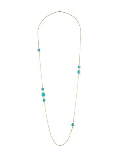 Pre-owned David Yurman 18k Turquoise Station Necklace, 34" In Multicolor