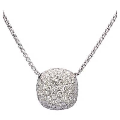 Pre-owned David Yurman 18k White Gold  Diamond Pave Cushion Necklace