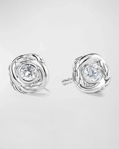 David Yurman 18k White Gold Infinity Diamond Stud Earrings In 40 White