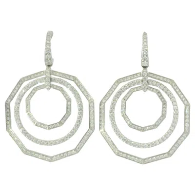 Pre-owned David Yurman 18k White Gold Natural 2.89 Carat Diamond Stax Multi-hoop Earrings