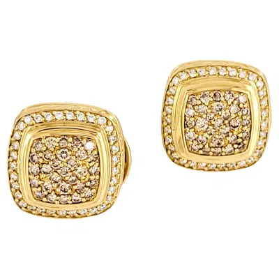 Pre-owned David Yurman 18k Yellow Gold 2.40 Tcw Diamond Cable Earrings