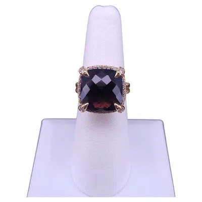 Pre-owned David Yurman 18k Yellow Gold Amethyst Chatelaine Ring, Size 6