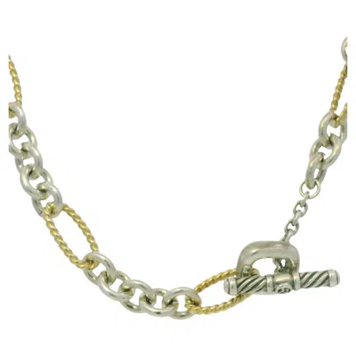 Pre-owned David Yurman 18k Yellow Gold & Silver Cable-link Toggle Necklace In Stock