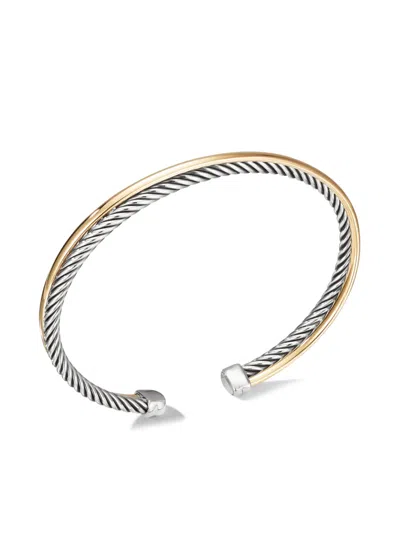 David Yurman Crossover Bracelet With 18k Yellow Gold In Silver