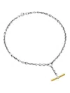 David Yurman 18k Yellow Gold And Sterling Silver Dy Mercer® Petite Toggle Chain Diamond Necklace In Silver