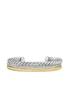 David Yurman 18k Yellow Gold And Sterling Silver Dy Mercer® Three Row Diamond Bangle In Silver
