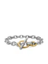 David Yurman 18k Yellow Gold And Sterling Silver Dy Mercer® Toggle Chain Diamond Bracelet In Silver