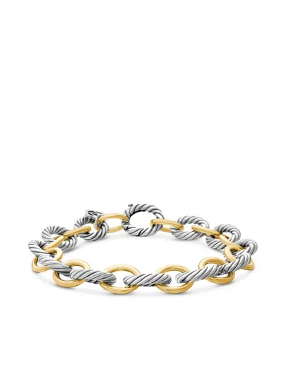 David Yurman 18k Yellow Gold And Sterling Silver Oval Link Chain Bracelet (10mm(