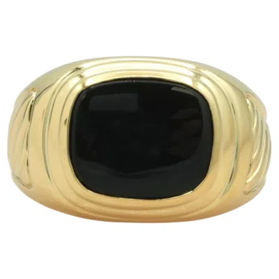 Pre-owned David Yurman 18k Yellow Gold Black Onyx Signet Ring