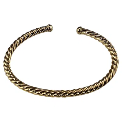 Pre-owned David Yurman 18k Yellow Gold Cable Flexible Cuff Bracelet W/box #25472