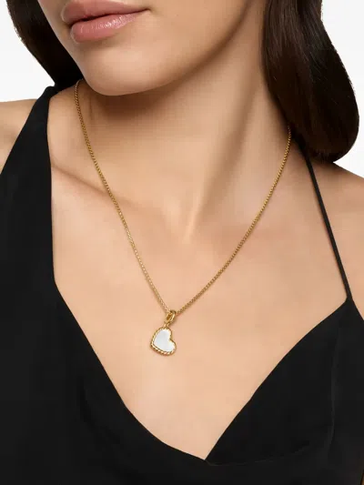 David Yurman 18k Yellow Gold Cable Heart Mother-of-pearl Pendant