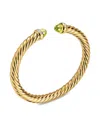David Yurman 18k Yellow Gold Cablespira® Flex Peridot And Diamond Bracelet In Gold