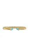 David Yurman 18k Yellow Gold Cablespira® Flex Turquoise And Diamond Bracelet In Gold