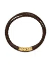 David Yurman 18k Yellow Gold Chevron Triple Wrap Bracelet In Brown
