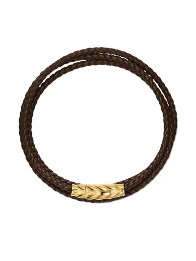 David Yurman 18k Yellow Gold Chevron Triple Wrap Bracelet In Brown