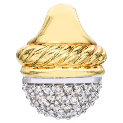 Pre-owned David Yurman 18k Yellow Gold Diamond Acorn Pendant